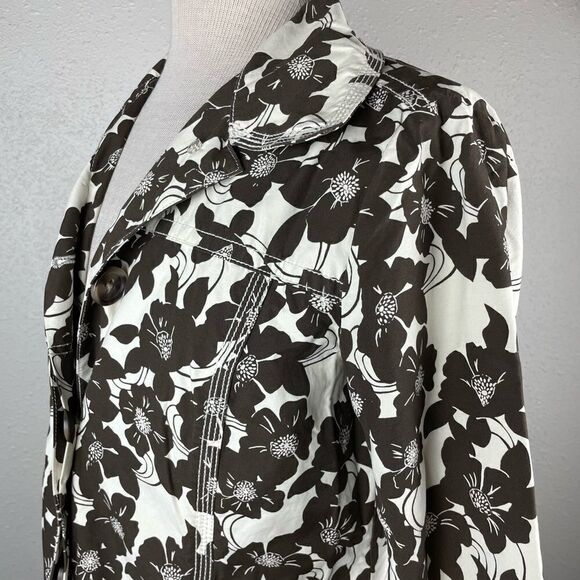 Eddie Bauer Brown and White Floral Rain Jacket Size S EUC - Picture 4 of 8